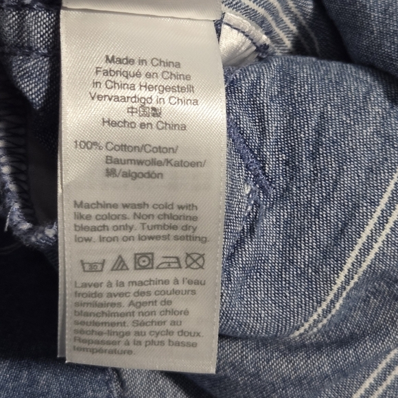 J Crew Denim Womens Striped Cotton Button Front Belted Jean Jacket Size XS - Picture 9 of 10